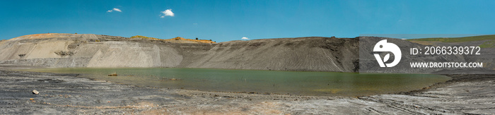 Coal mining, defunct open pit mine in Puertollano, Ciudad Real, Spain