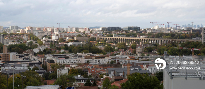 Panoramic view of the city of Cachan, a suburb of Paris