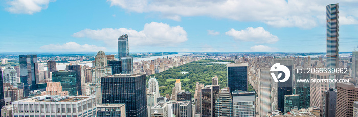 Panoramic View Manhattan Skyline and Central Park New York City USA