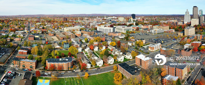 Aerial of Hartford, Connecticut, United States