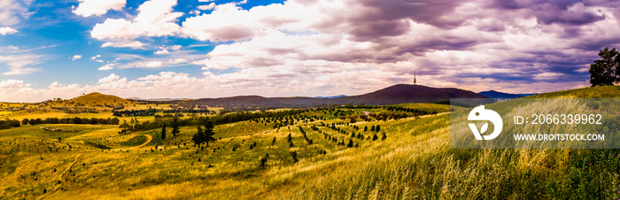 View of National Arboretum and Black Mountain in Canberra