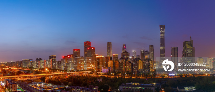 北京国贸CBD中央商务区城市夜景风光