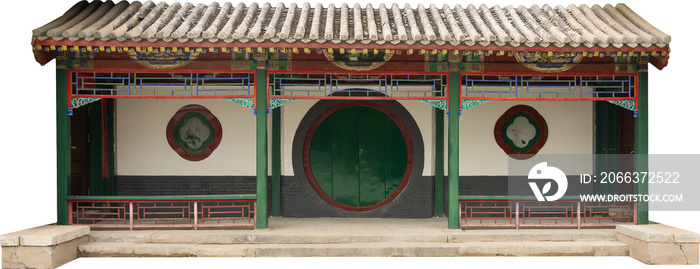 Isolated PNG cutout of a traditional Chinese house on a transparent background, ideal for photobashing, matte-painting, concept art