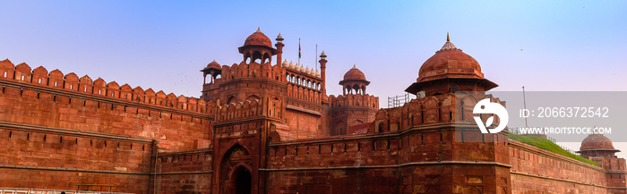 The Famous Historical Red Fort in the city of Delhi in India.