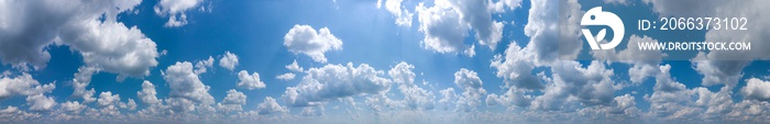 Panorama of blue sky with white clouds