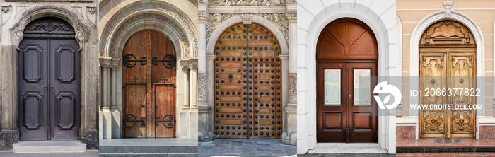 Group of old doors outdoors