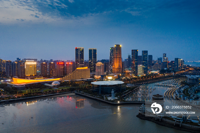 鸟瞰厦门城市夜景