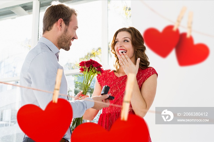 Man proposing woman on valentine day