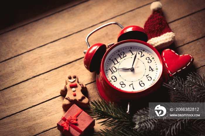 Christmas decoration and alarm clock