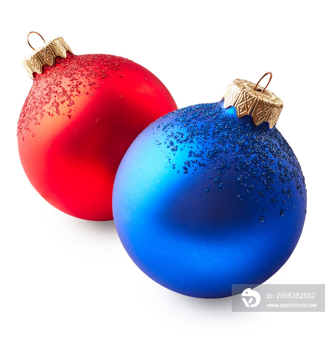 Blue and red christmas balls