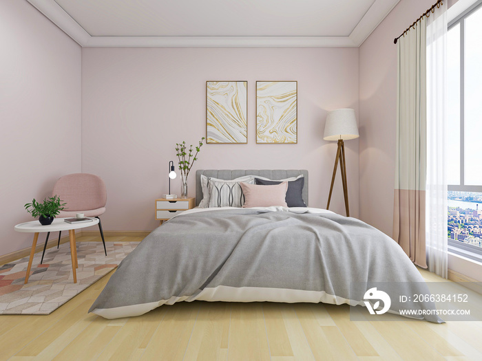 Pink family bedroom design, very warm feeling