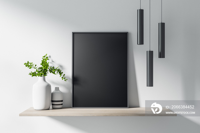 Stylish of home interior with mock up black poster