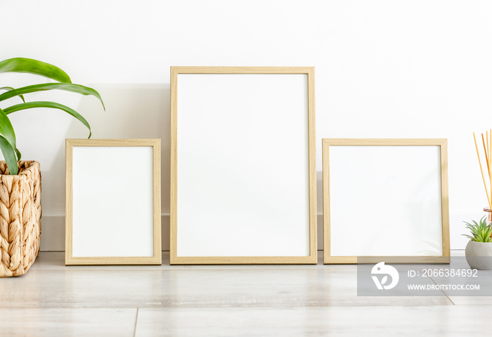 Wooden frame for photos mockup