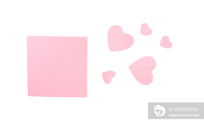 pink square paper with love shape outside