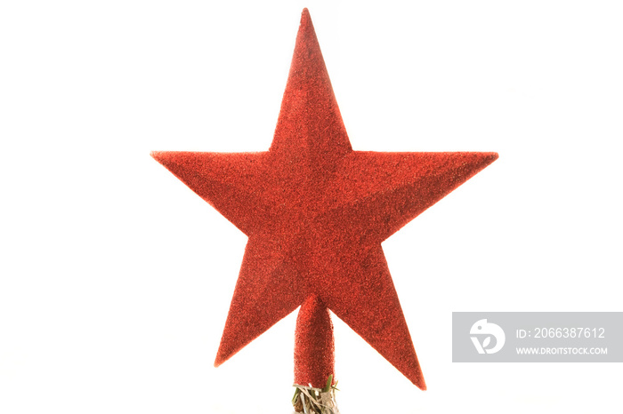 red christmas star on a white background