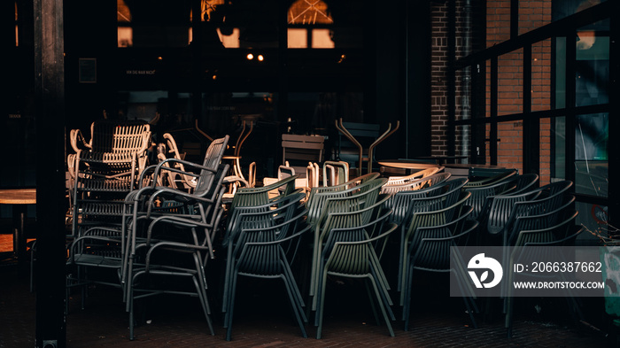 Empty restaurant terrace during the corona threat