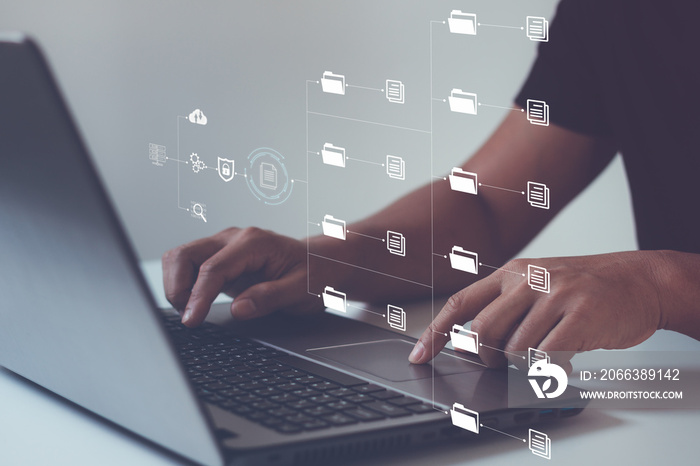 File Transfer Protocol (FTP) files receiver and computer backup copy. File sharing isometric. Exchan