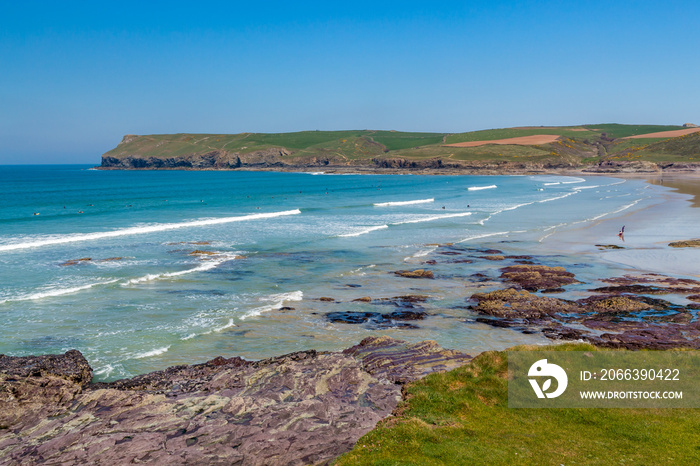 Polzeath Beach on the North Cornish coast, Cornwall England UK