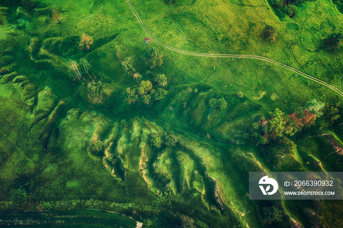 Green fields from above