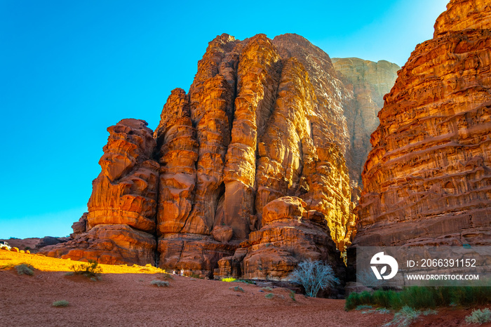 Khazali siq at Wadi Rum desert in jordan