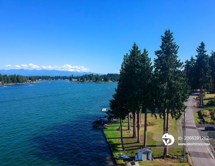 Man Made Lake Tapps on a beautiful summer day in Bonney Lake Washington