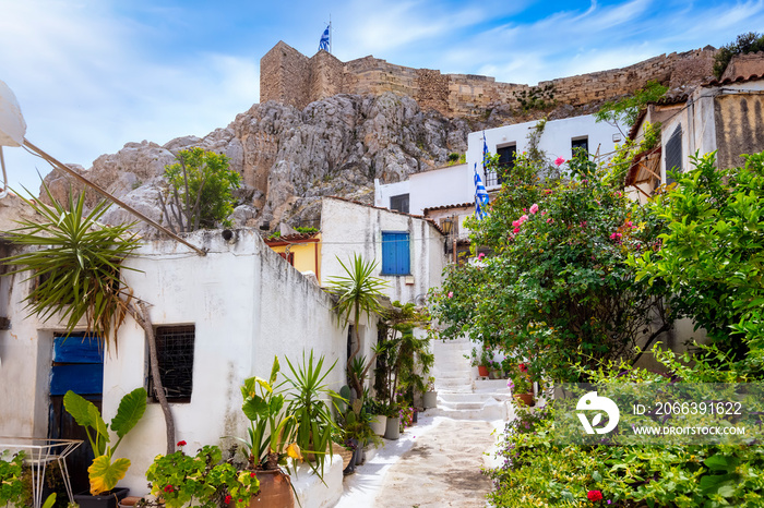 The beautiful old town Anafiotika under the Acropolis of Athens, Greece