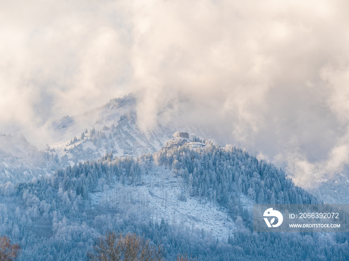 Winter landscape with mountains and Falkenstein