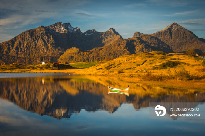 Lofoten landscape in autumn norway mountains