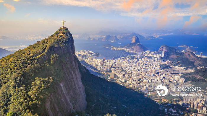 Aerial view of Christ the Redeemer and Rio de Janeiro city