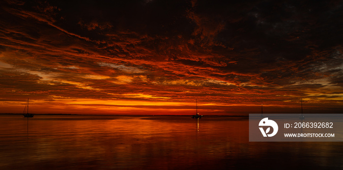 Golden sunset at the sea. landscape with sunset over the ocean.