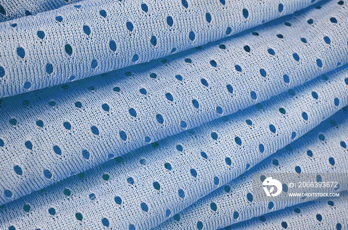 Blue mesh sport wear fabric textile background pattern