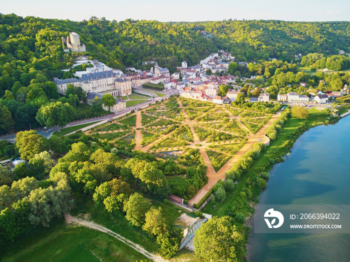 aerial view of La Roche-Guyon, one of the most beautiful villages in France