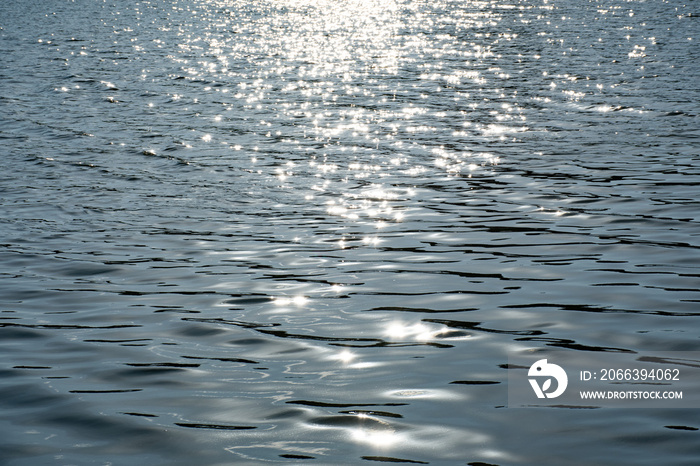 Reflections of the light on the calm water