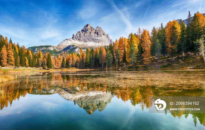 Autumn in italian dolomites - lago antorno