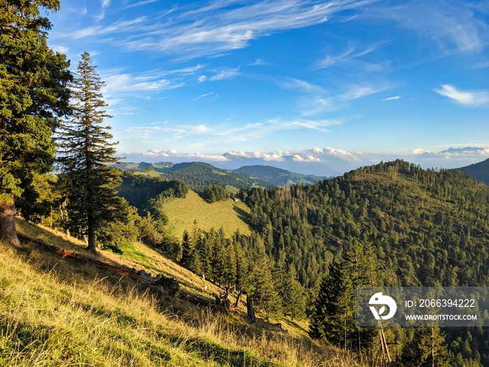 Schnebelhorn, Fischenthal Swizterland. beautiful hike in the zurich oberland with a view of the mountains. autumn