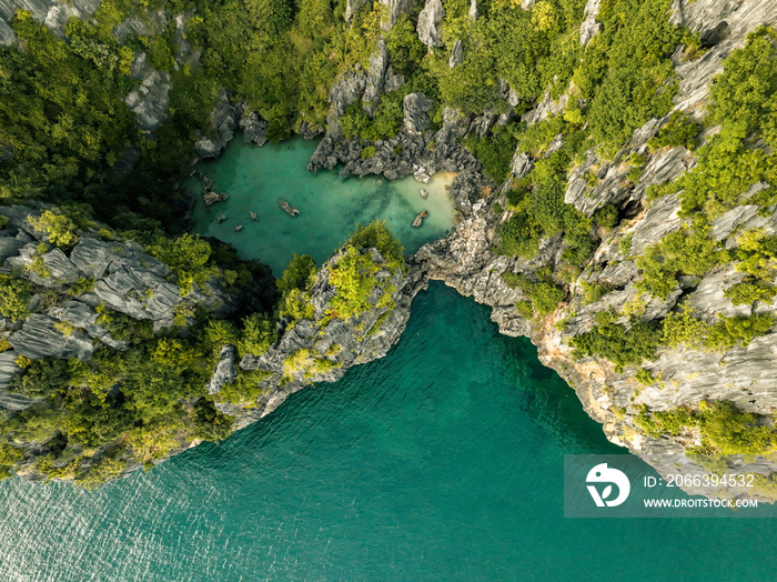 Aerial shot of tropical Gigantes Island in iloilo Philippines
