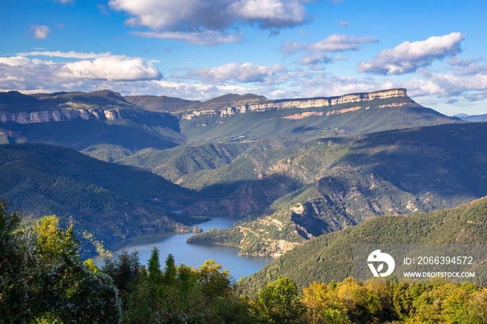 Nice valley from Spain, near village Rupit in a sunny day