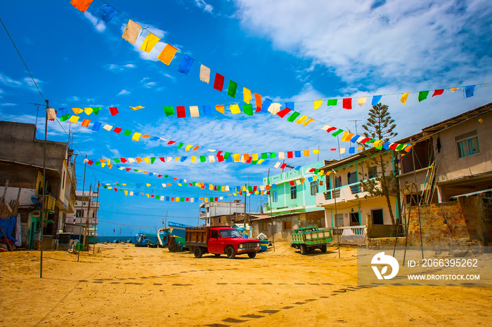 A street party in a fishing village. Ecuador. Pacific Ocean.