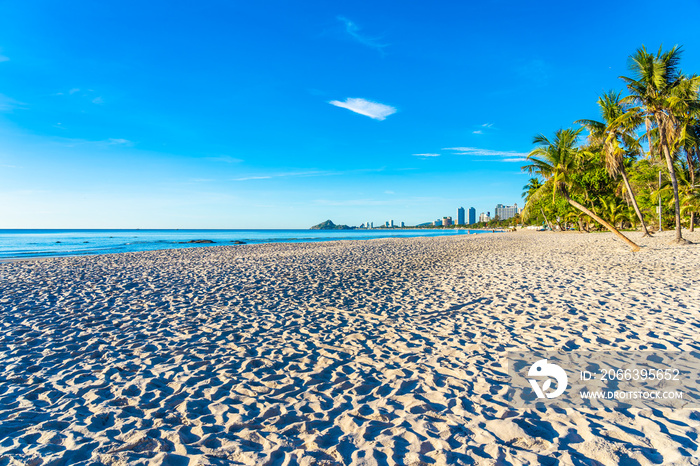 Beautiful tropical outdoor nature landscape of beach sea and ocean with coconut palm tree