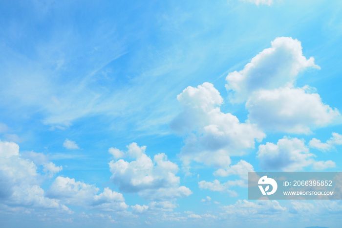 Beautiful bright blue sky and white clouds for cute background wallpaper and decoration Cool banner on page presentation and website Blue sky and clouds theme inspirational and new day concept