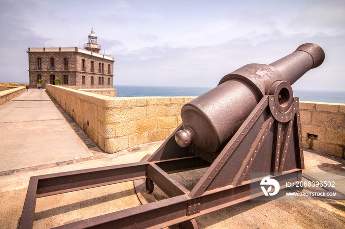 Historical cannon to defend the city Melilla, a Spanish province bordering Morocco in Africa.