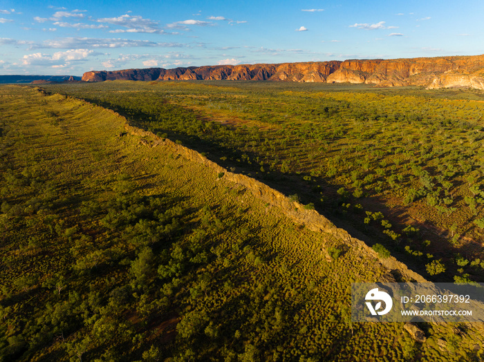 Aerial view at sunset at Bungle Bungle National Park, Purnululu, in the Kimberley Region of Western Australia