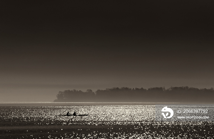 Kayaking at sunrise on Lake Ontario