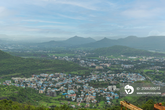 Khandala city view from the Khandala Ghat view point, Pune, Maharashtra, India.