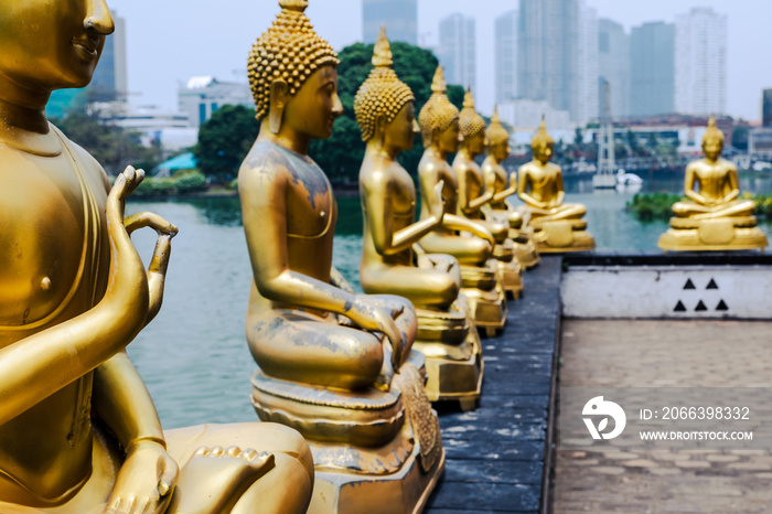 Buddha Statues in Seema Malaka Temple, Colombo, Sri Lanka.