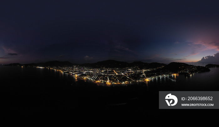 360 VR, Patong city Night Cars and Bikes traffic in Thailand Phuket Island