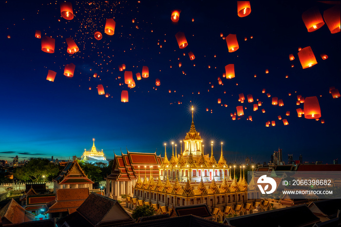 Yee Peng Festival in Bangkok city sometimes written as Yi Peng