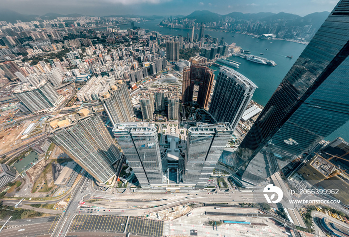 Aerial view of West Kowloon, Hong Kong