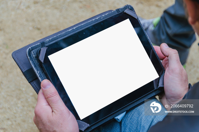 Man holding a tablet pc