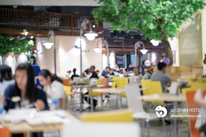 blurry food court at supermarket/mall for background